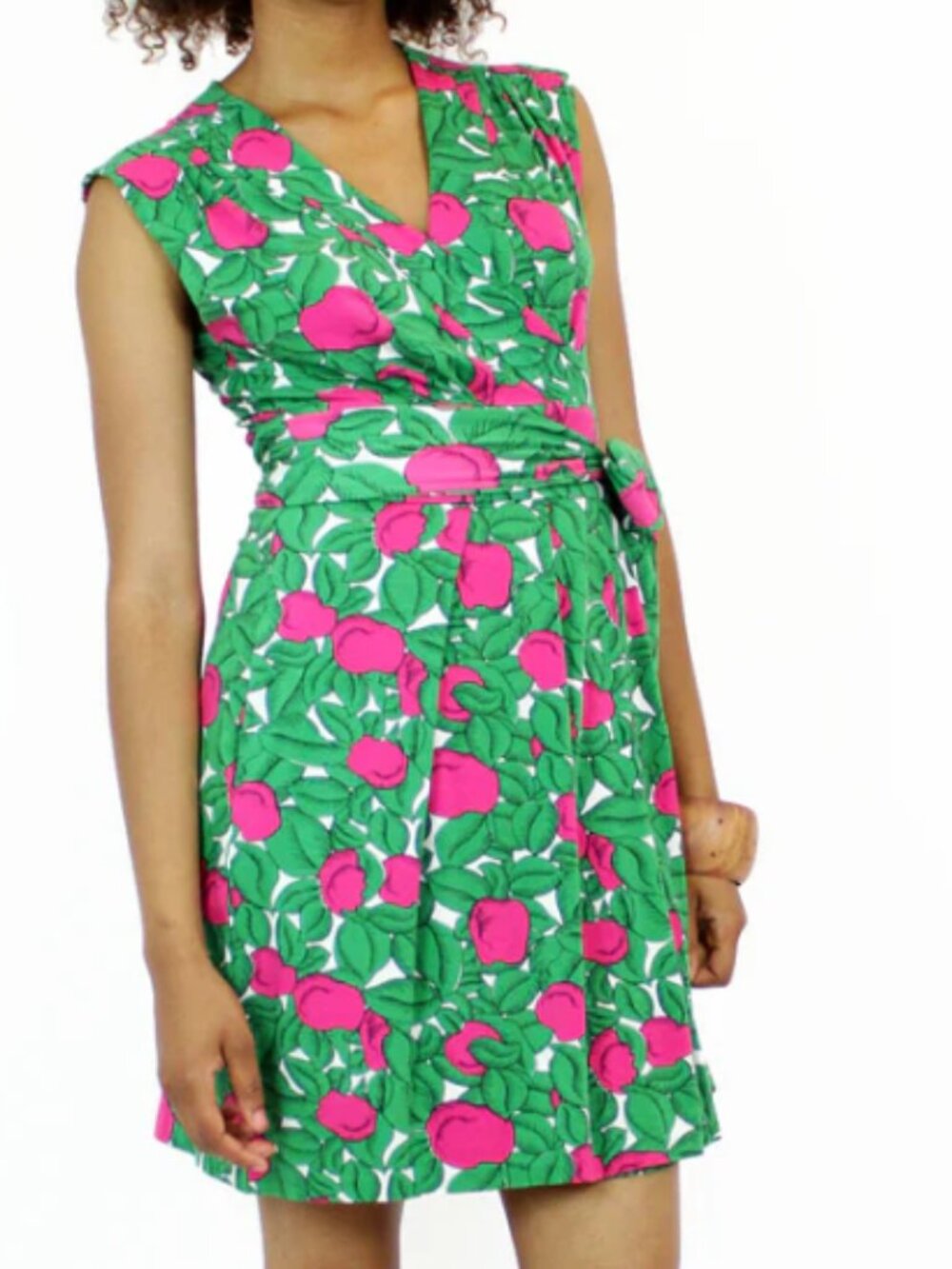 Authentic Diane von Furstenberg Apple Print Wrap Dress
